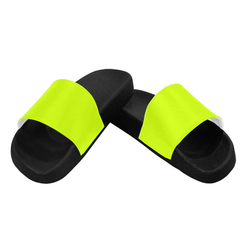 Men's Fluorescent Yellow Solid Slider Sandals