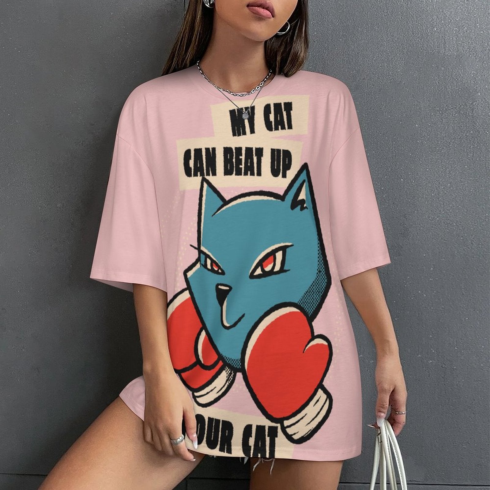 Women's Cat Power Abstract Oversized T-shirt