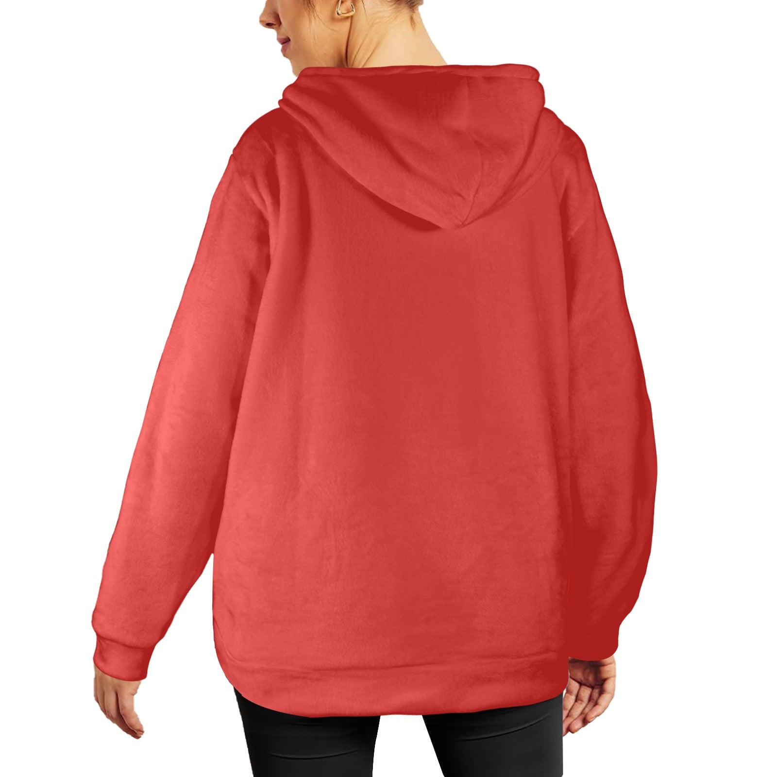 Women's Red Solid Flannel Hoodie