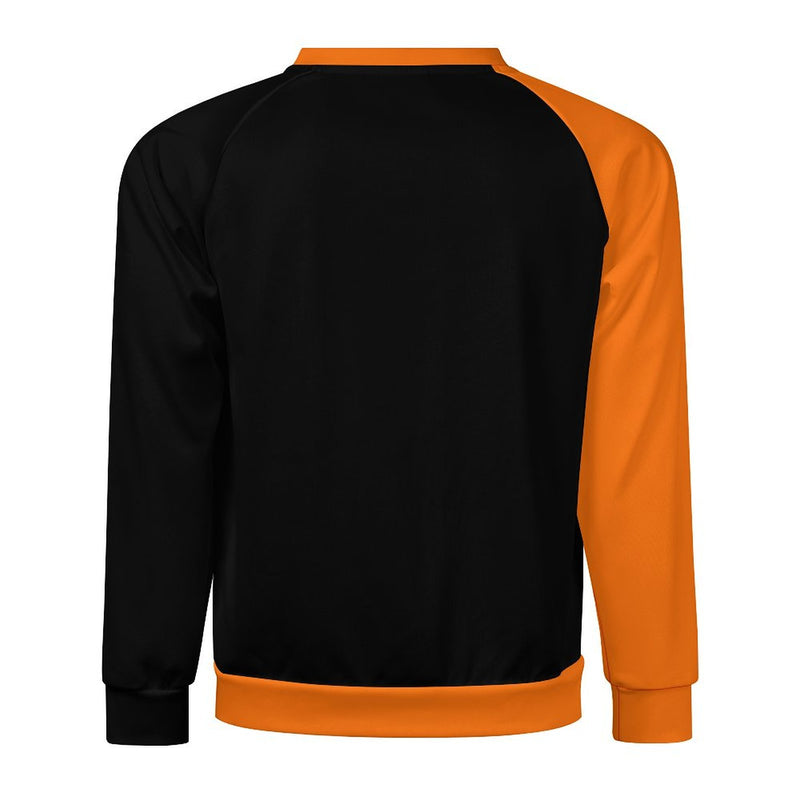 Men's Black & Deep Carrot Orange Solid Sweatshirt