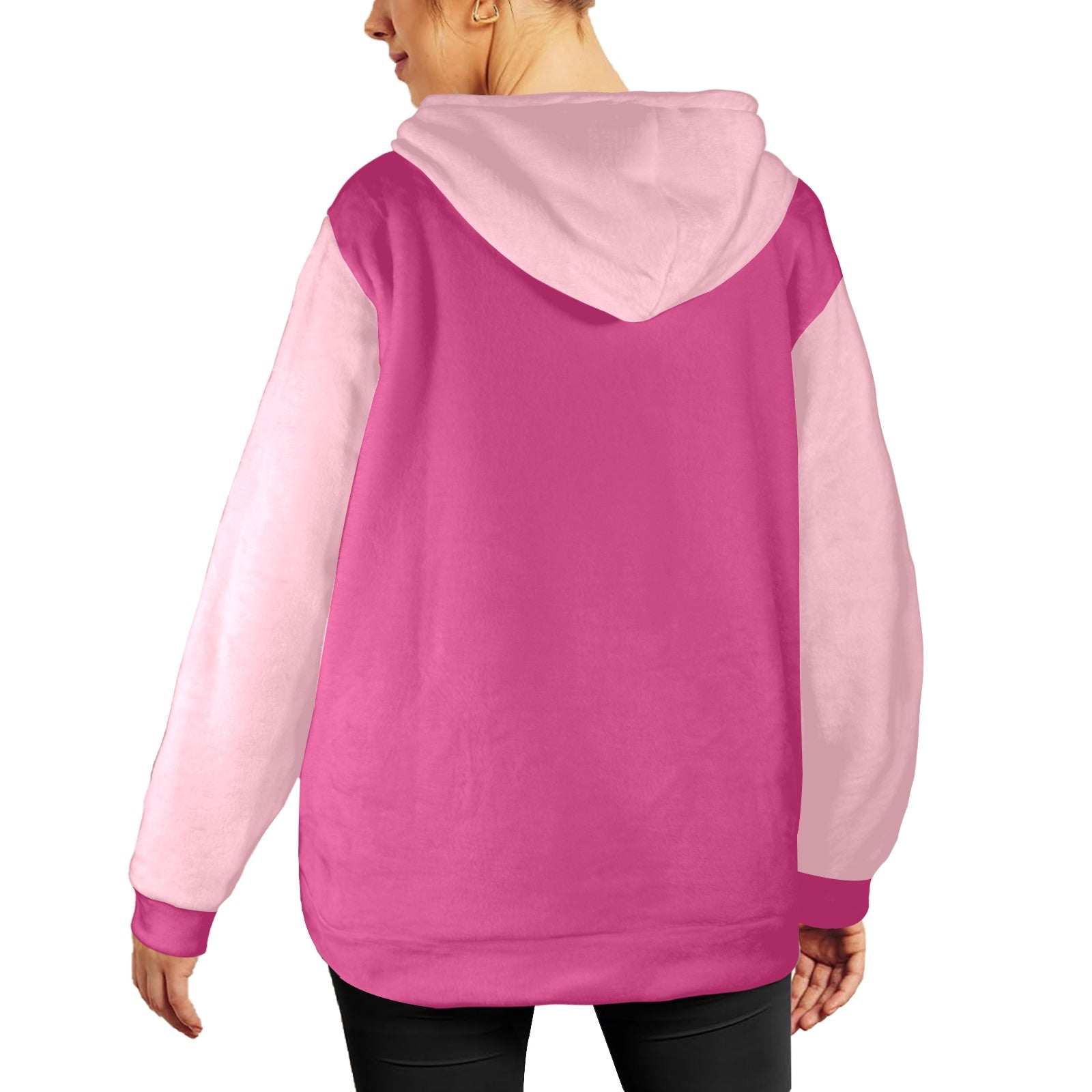 Women's Pink Combo Solid Flannel Hoodie