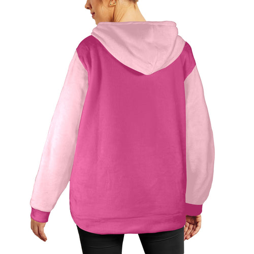 Women's Pink Combo Solid Flannel Hoodie