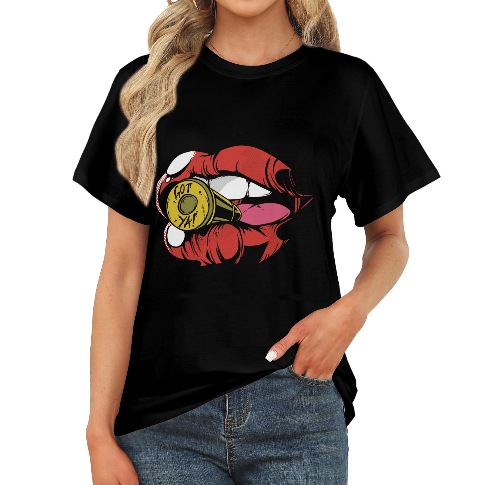 Women's Bullet Lips Streetwear Classic Fit T-shirt