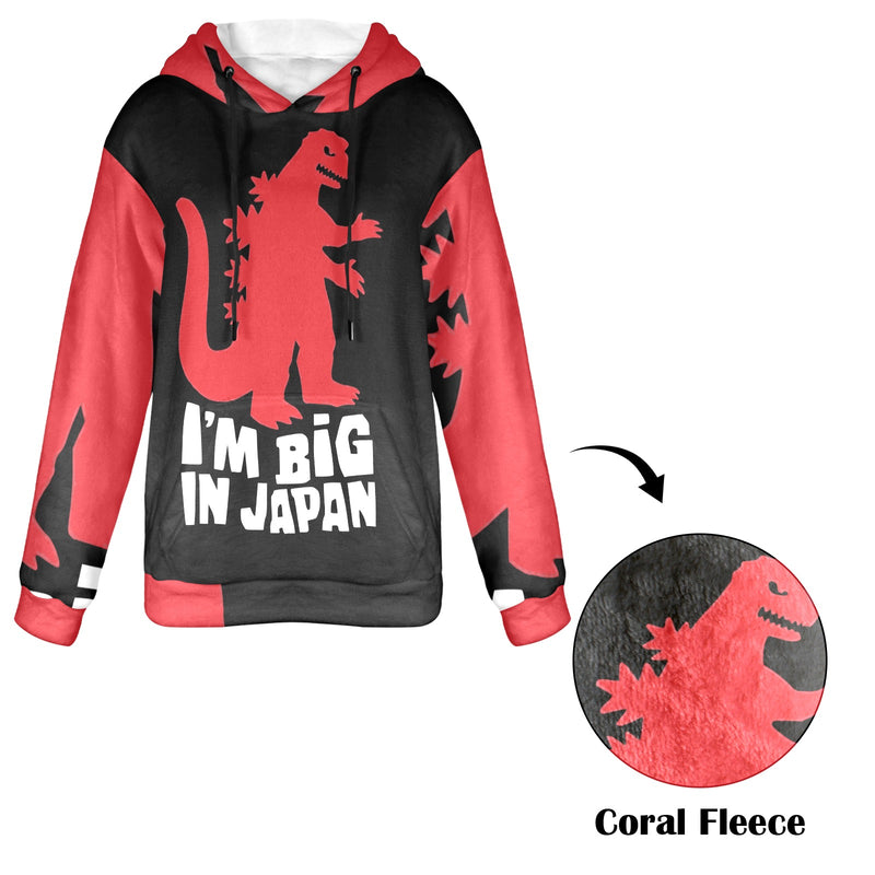 Women's Japan Godzilla Abstract Flannel Hoodie