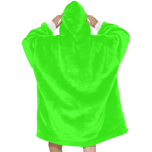 Women's Electric Green Solid Blanket Hoodie