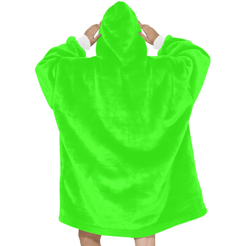 Women's Electric Green Solid Blanket Hoodie