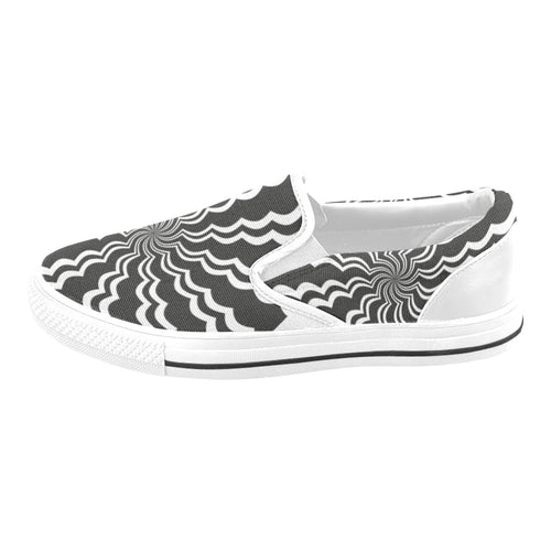 Men's Swirling Grey Vortex Abstract Slip-on Shoes