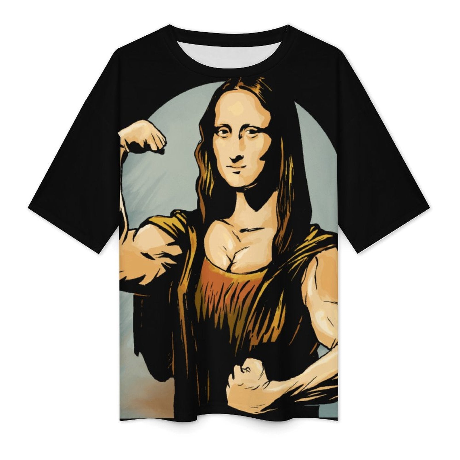Women's Beefed Up Mona Lisa Abstract Oversized T-shirt