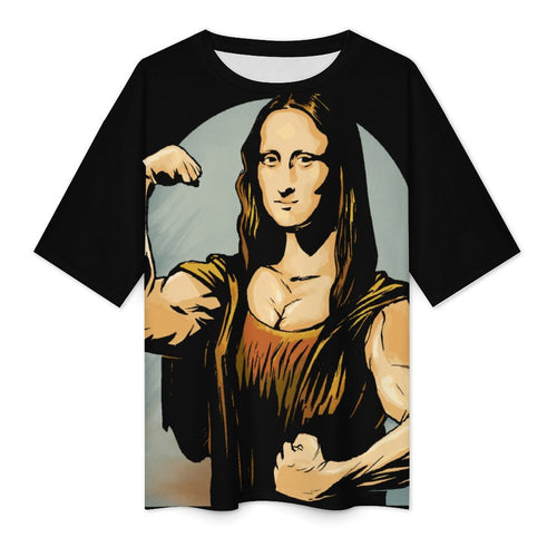 Women's Beefed Up Mona Lisa Abstract Oversized T-shirt