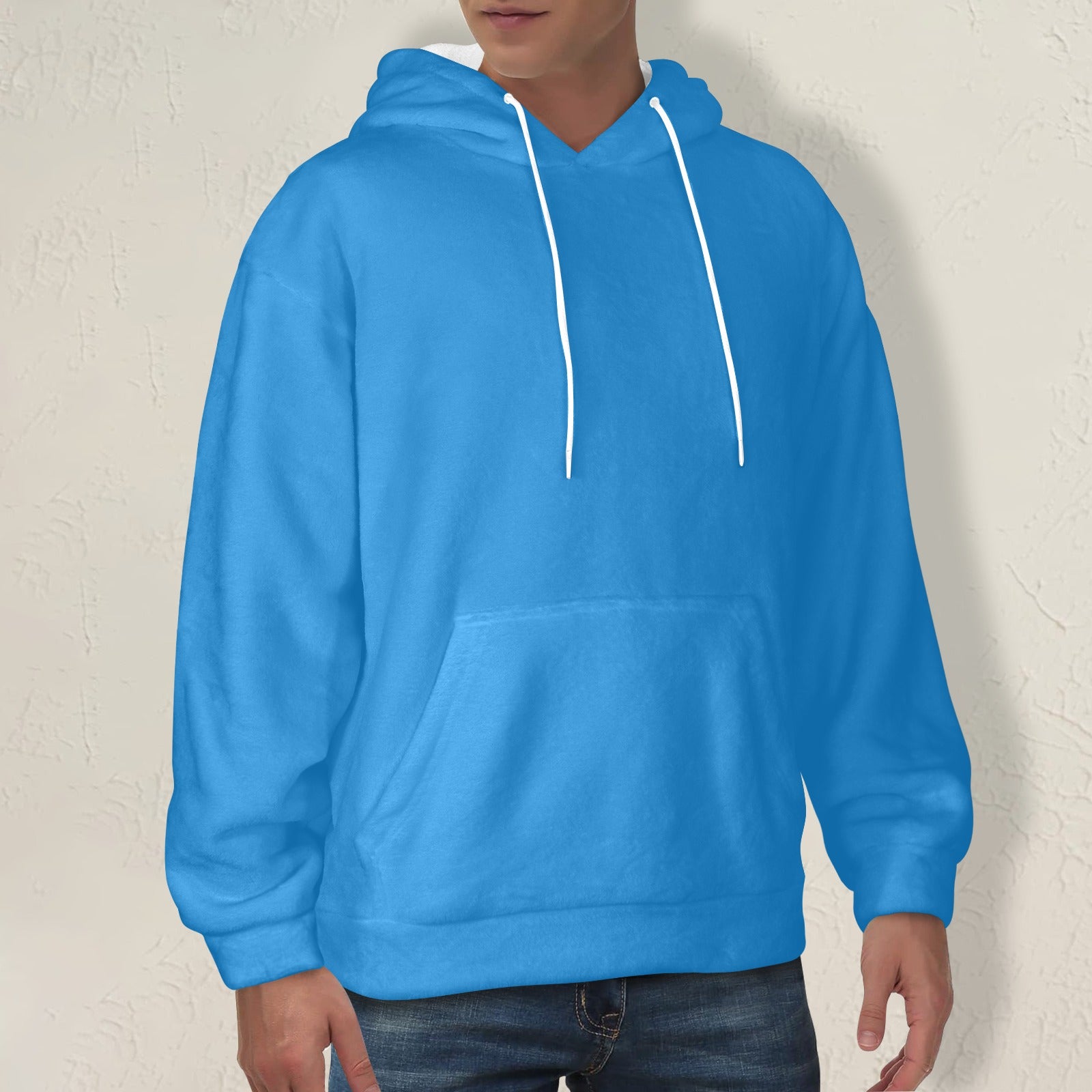 Men's Celestial Blue Solid Flannel Hoodie