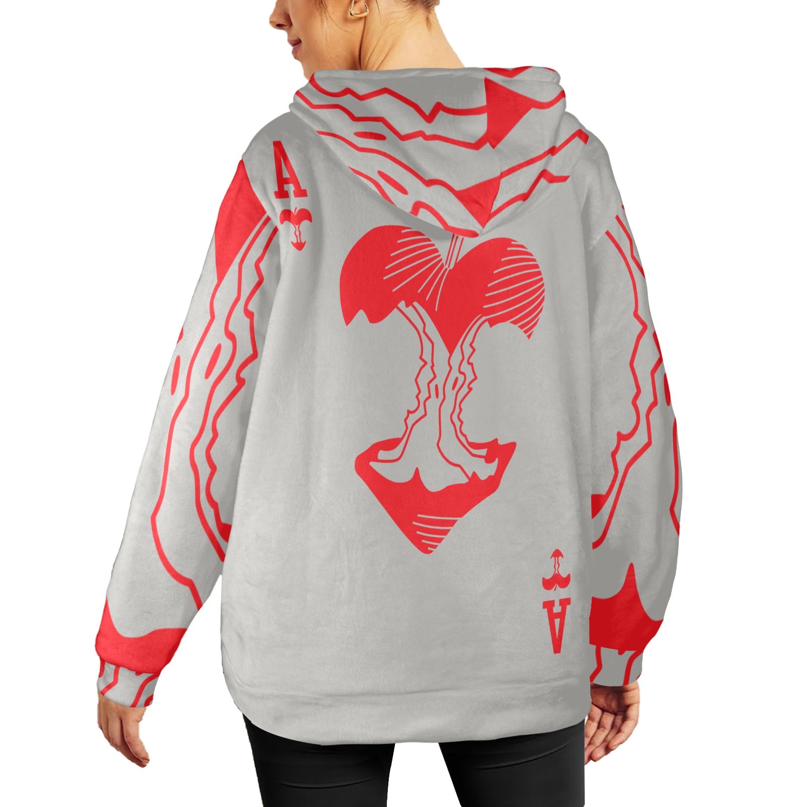 Women's 'A' Card Abstract Flannel Hoodie