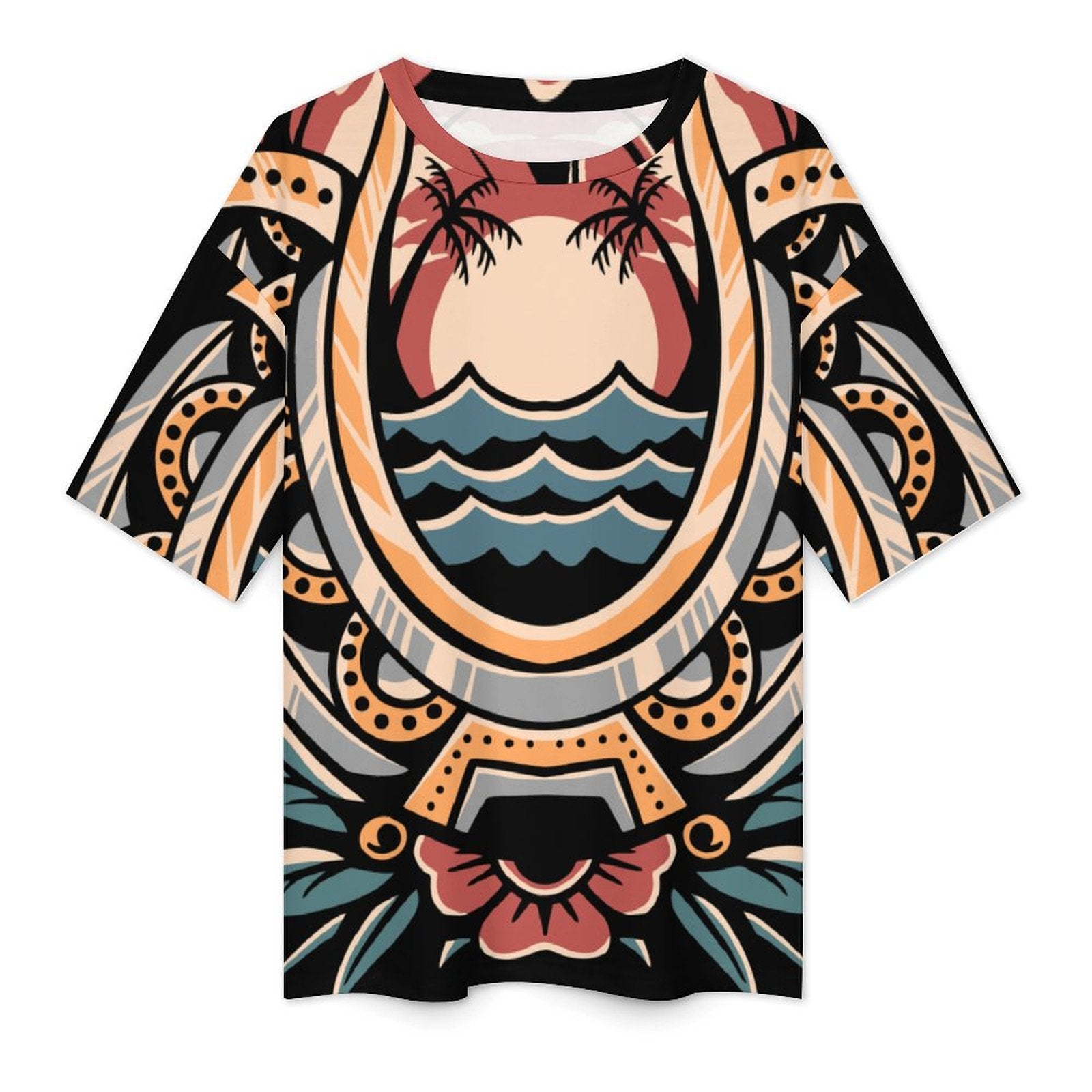 Women's Beach Sunset Acid & Punk Oversized T-shirt
