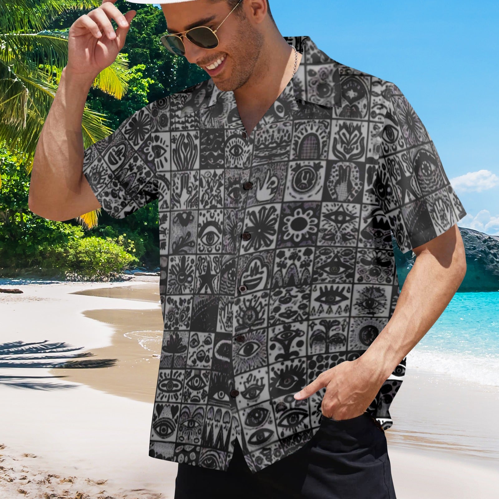 Men's Mystic Eye Abstract Half Sleeve Shirt