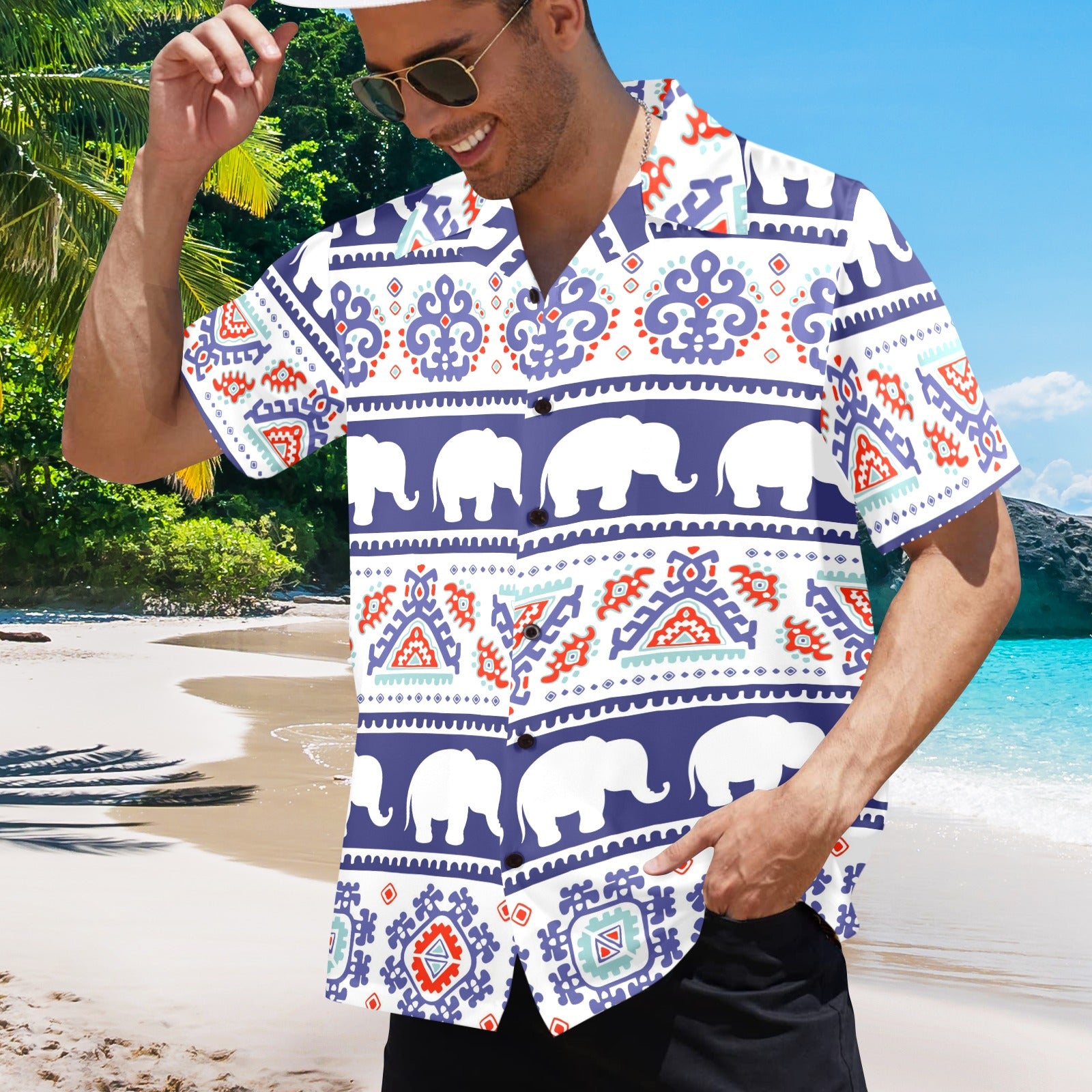 Men's Indian Paisley Pattern Abstract Half Sleeve Shirt