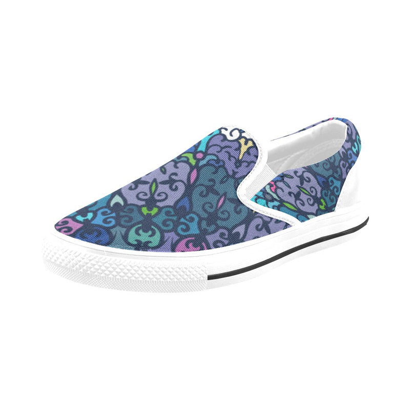 Women's Cosmic Blue Swirl Abstract Slip-on Shoes