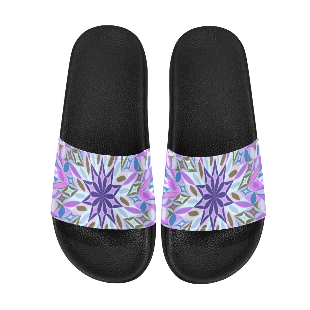 Men's Purple Flower Prism Abstract Slider Sandals