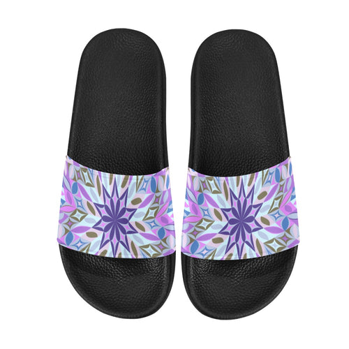 Men's Purple Flower Prism Abstract Slider Sandals