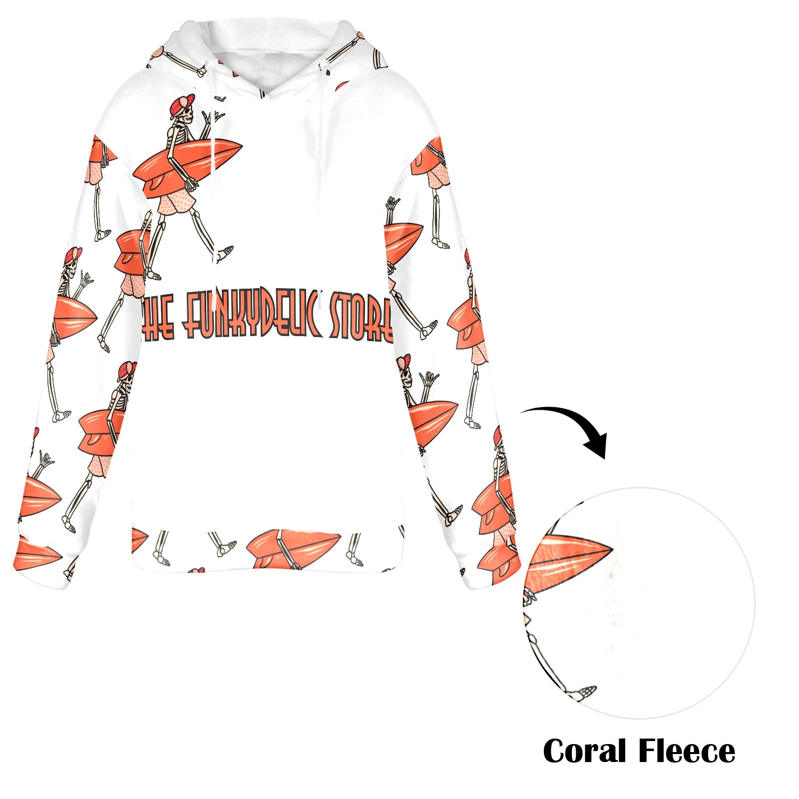 Women's Skeleton Surfer Streetwear Flannel Hoodie