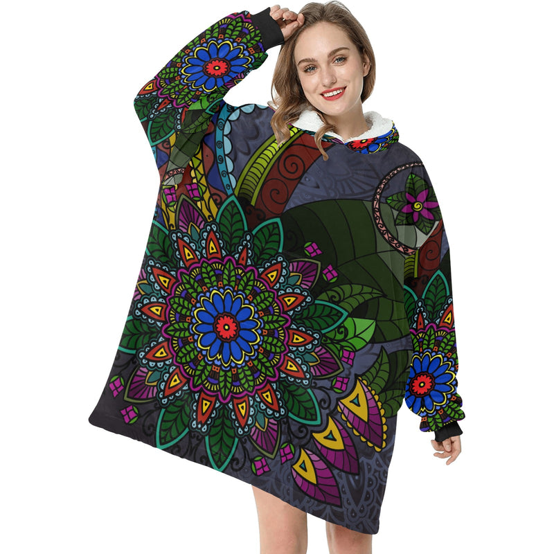 Women's Tribal Ethnic Mandala Abstract Blanket Hoodie