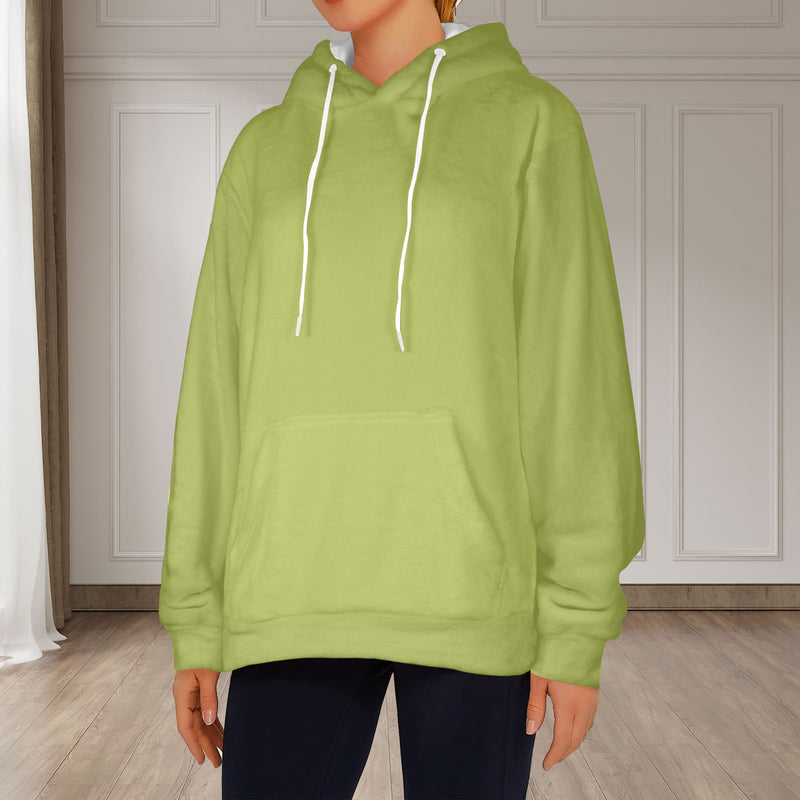 Women's Olive Green Solid Flannel Hoodie