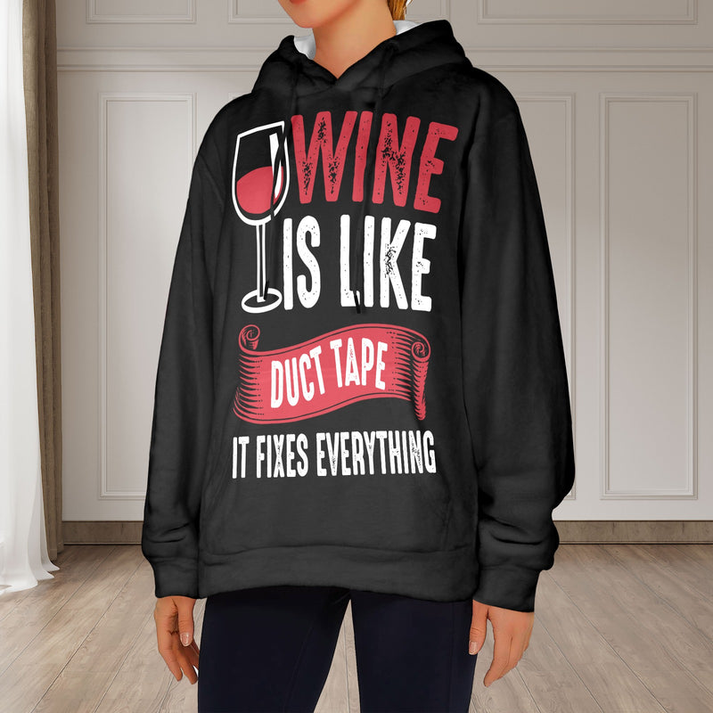 Women's Wine Power Abstract Flannel Hoodie