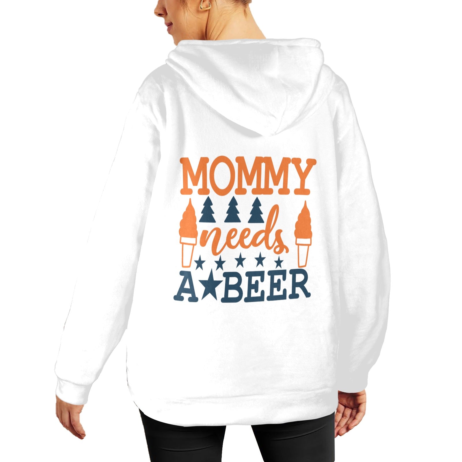 Women's Mommy Needs a Beer Typography Flannel Hoodie