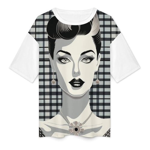 Women's Vintage Pin-up Style Abstract Oversized T-shirt