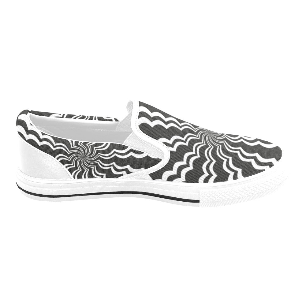 Women's Swirling Grey Vortex Abstract Slip-on Shoes