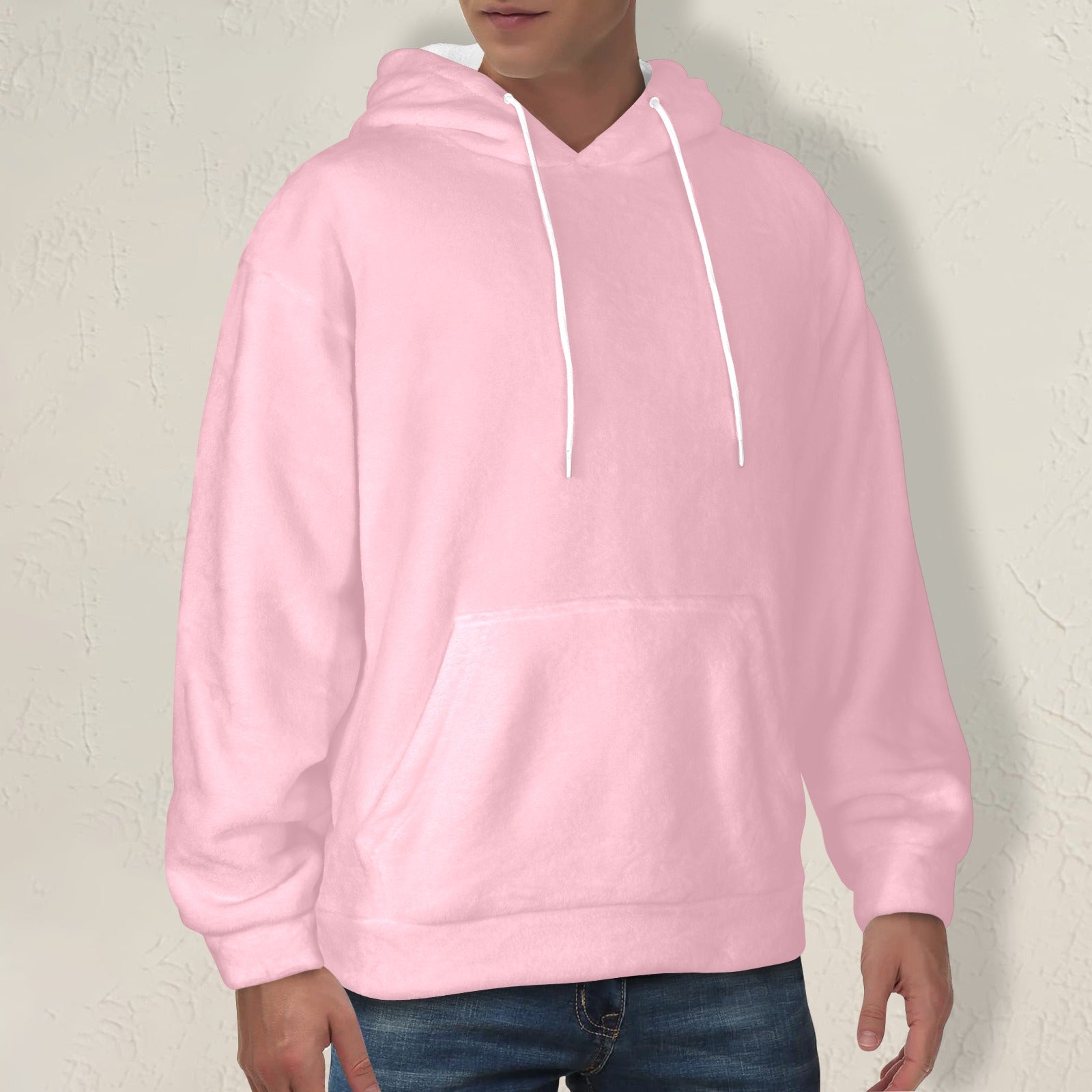 Men's Bubble Gum Solid Flannel Hoodie