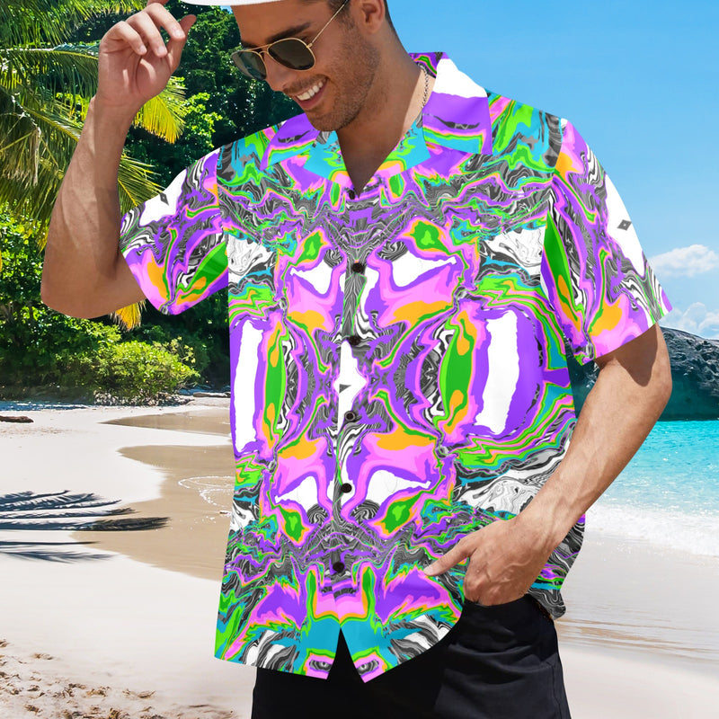 Men's Galactic Psychedelic Abstract Half Sleeve Shirt
