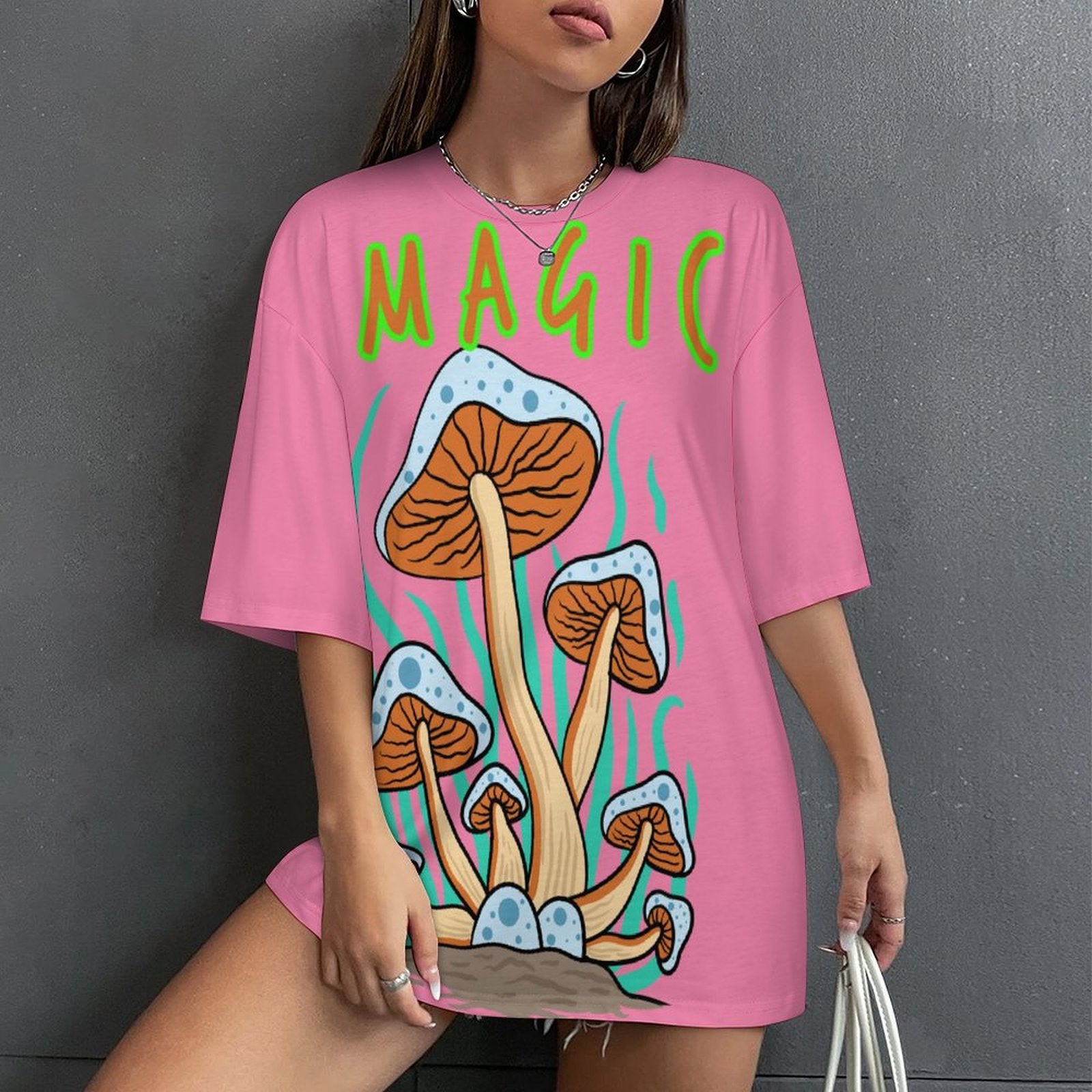 Women's Psychedelic Magic Mushrooms Acid & Punk Oversized T-shirt
