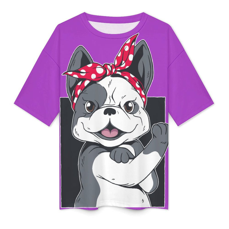 Women's Puppy Power Abstract Oversized T-shirt