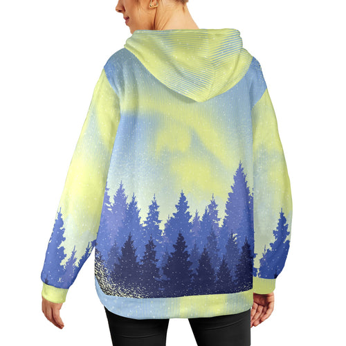 Women's Nature Abstract Flannel Hoodie