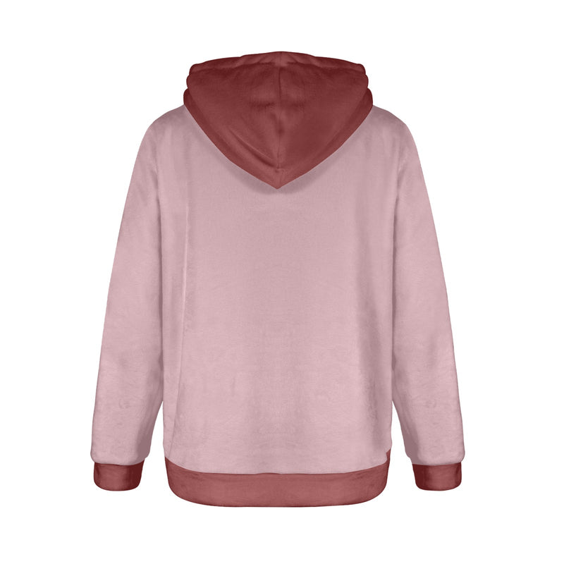 Women's Rosy Brown & Brown Solid Flannel Hoodie