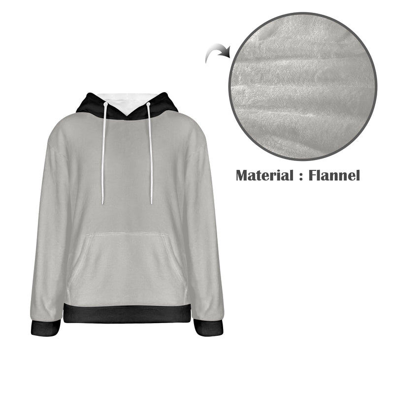 Men's Grey & Black Solid Flannel Hoodie