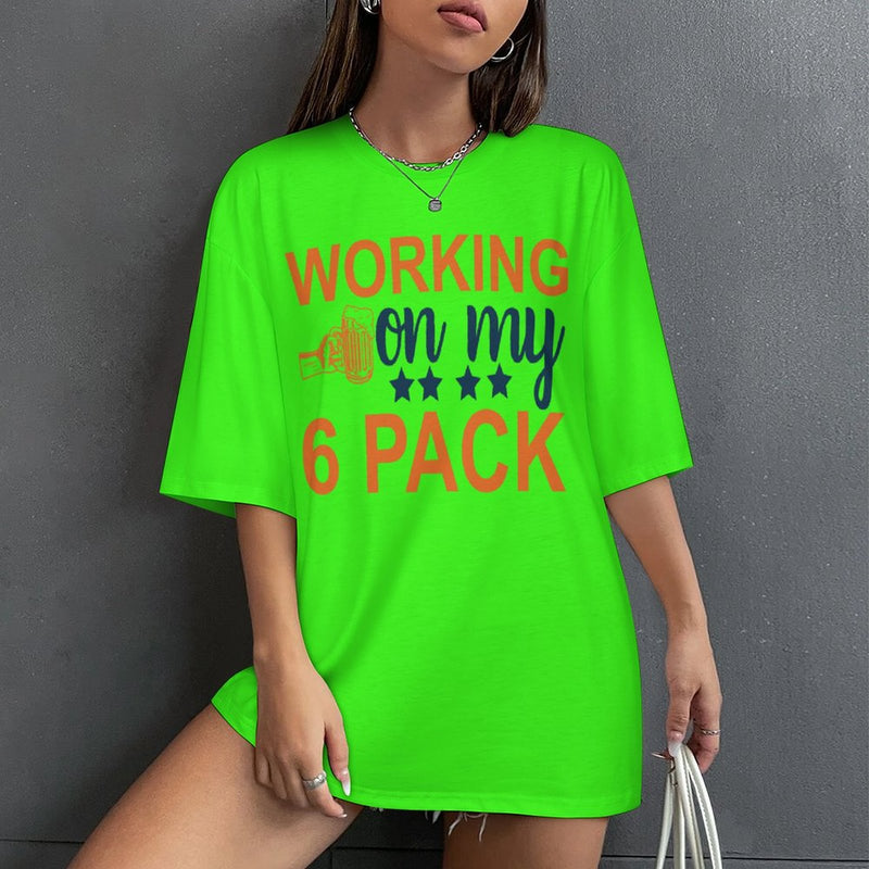 Women's 6 Pack Typography Oversized T-shirt