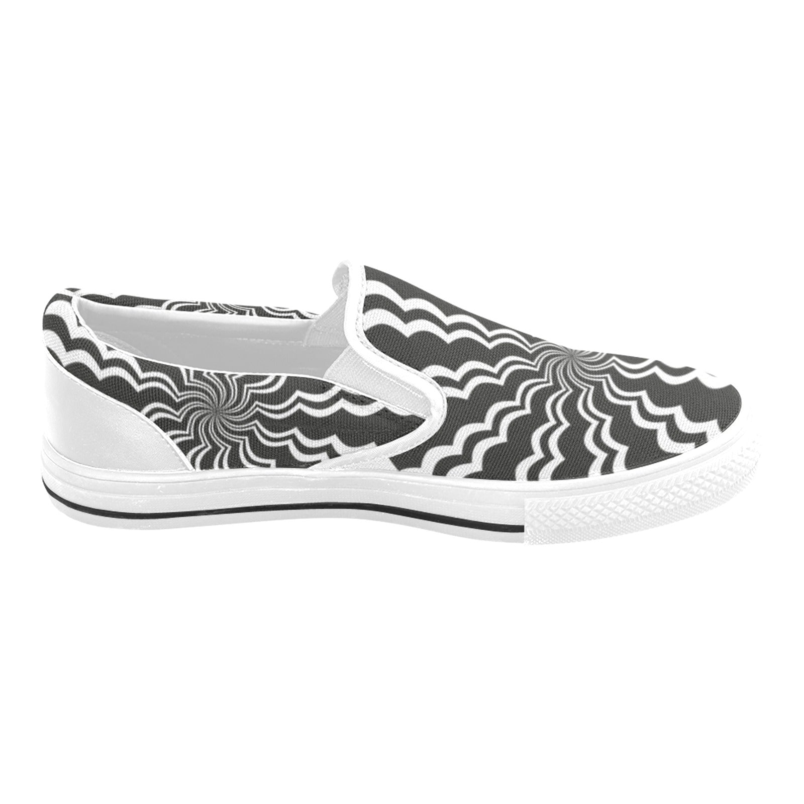 Men's Swirling Grey Vortex Abstract Slip-on Shoes