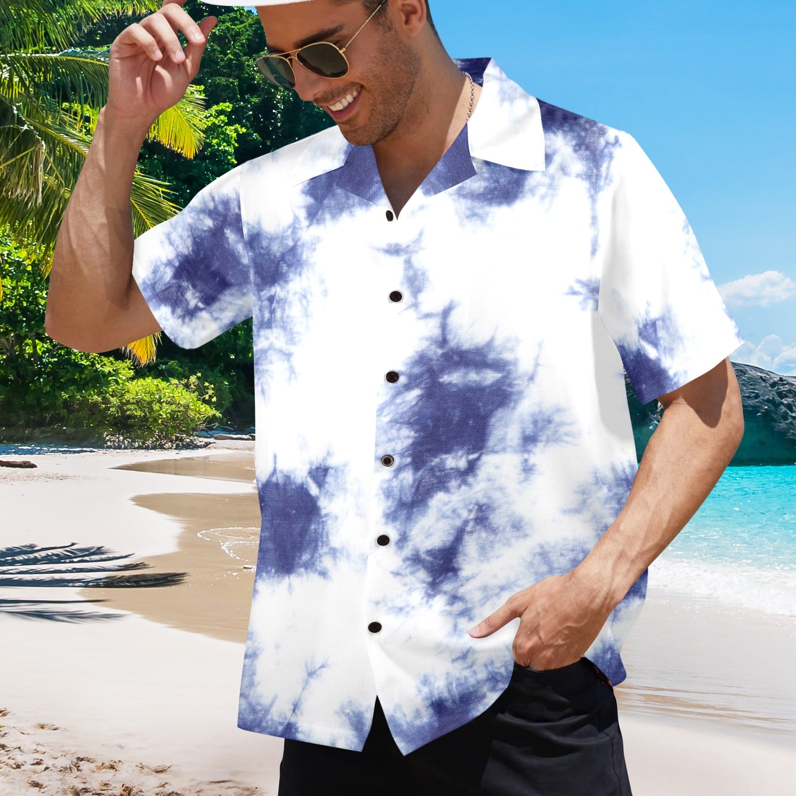 Men's Antarctic Ice Tie-Dye Abstract Half Sleeve Shirt
