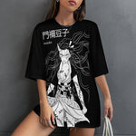 Women's Nezuko Dark Demon Slayer Anime Oversized T-shirt