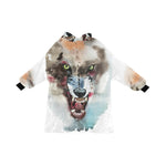 Women's Angry Wolf Abstract Blanket Hoodie