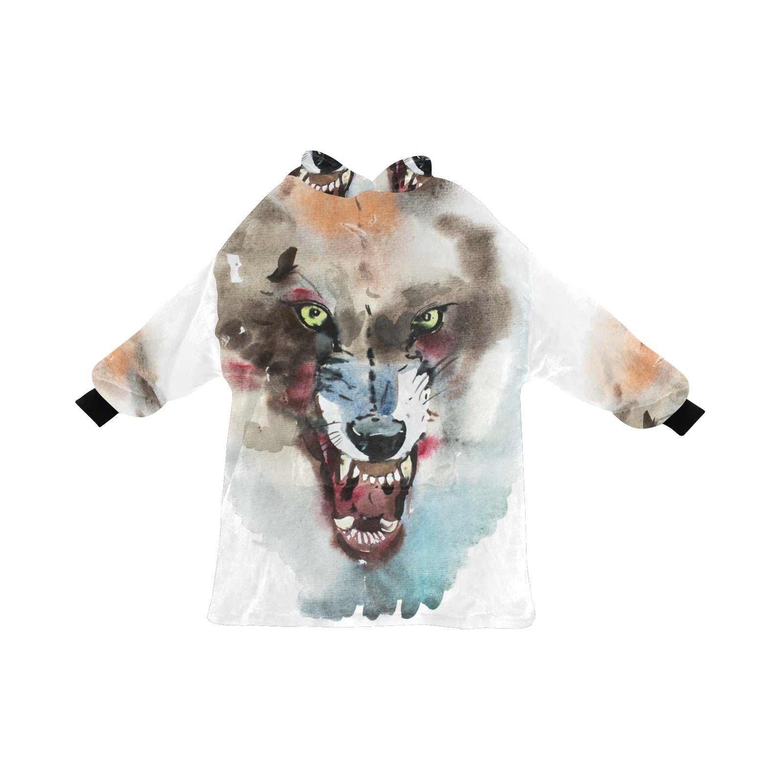 Women's Angry Wolf Abstract Blanket Hoodie