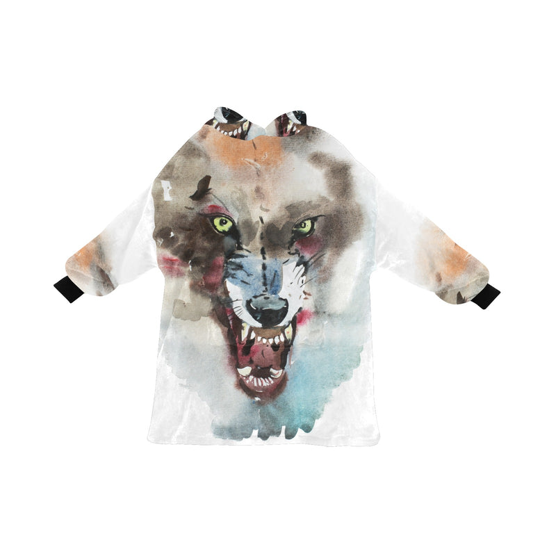 Women's Angry Wolf Abstract Blanket Hoodie