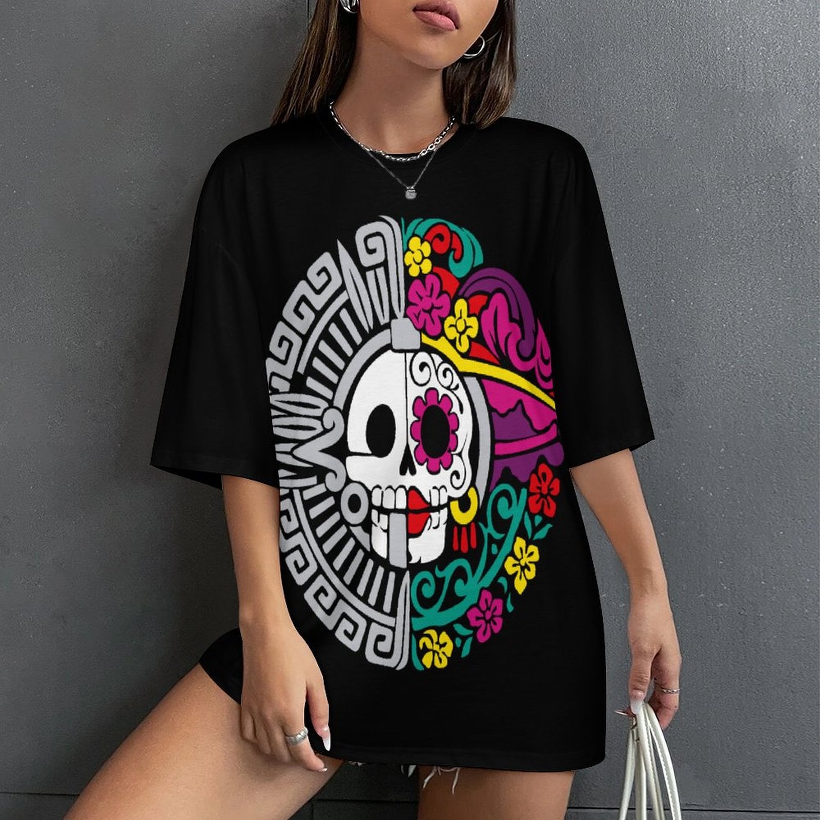 Women's Sugar Skull Acid & Punk Oversized T-shirt