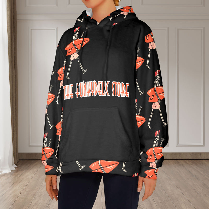 Women's Skeleton Surfer Streetwear Flannel Hoodie