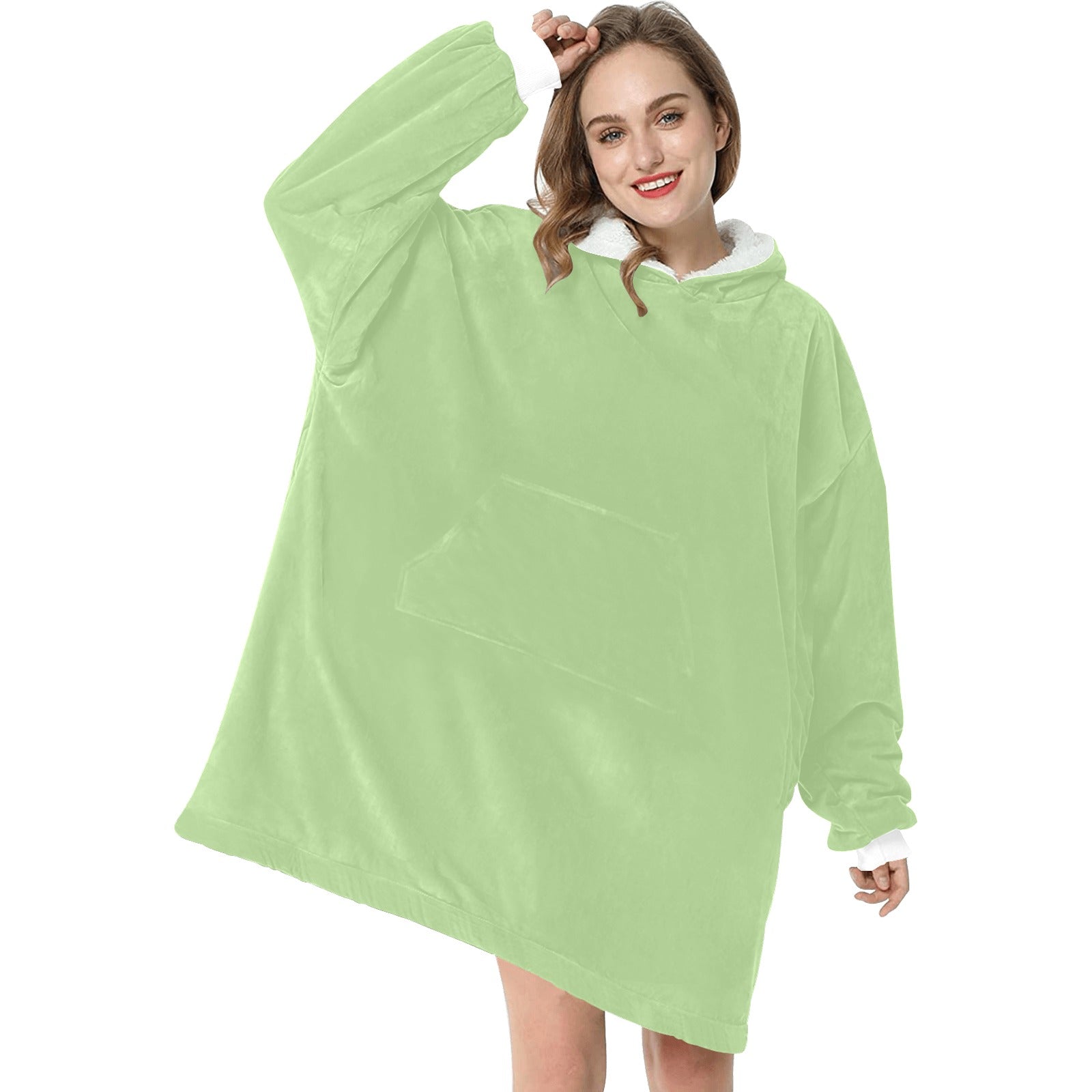Women's Moss Green Solid Blanket Hoodie
