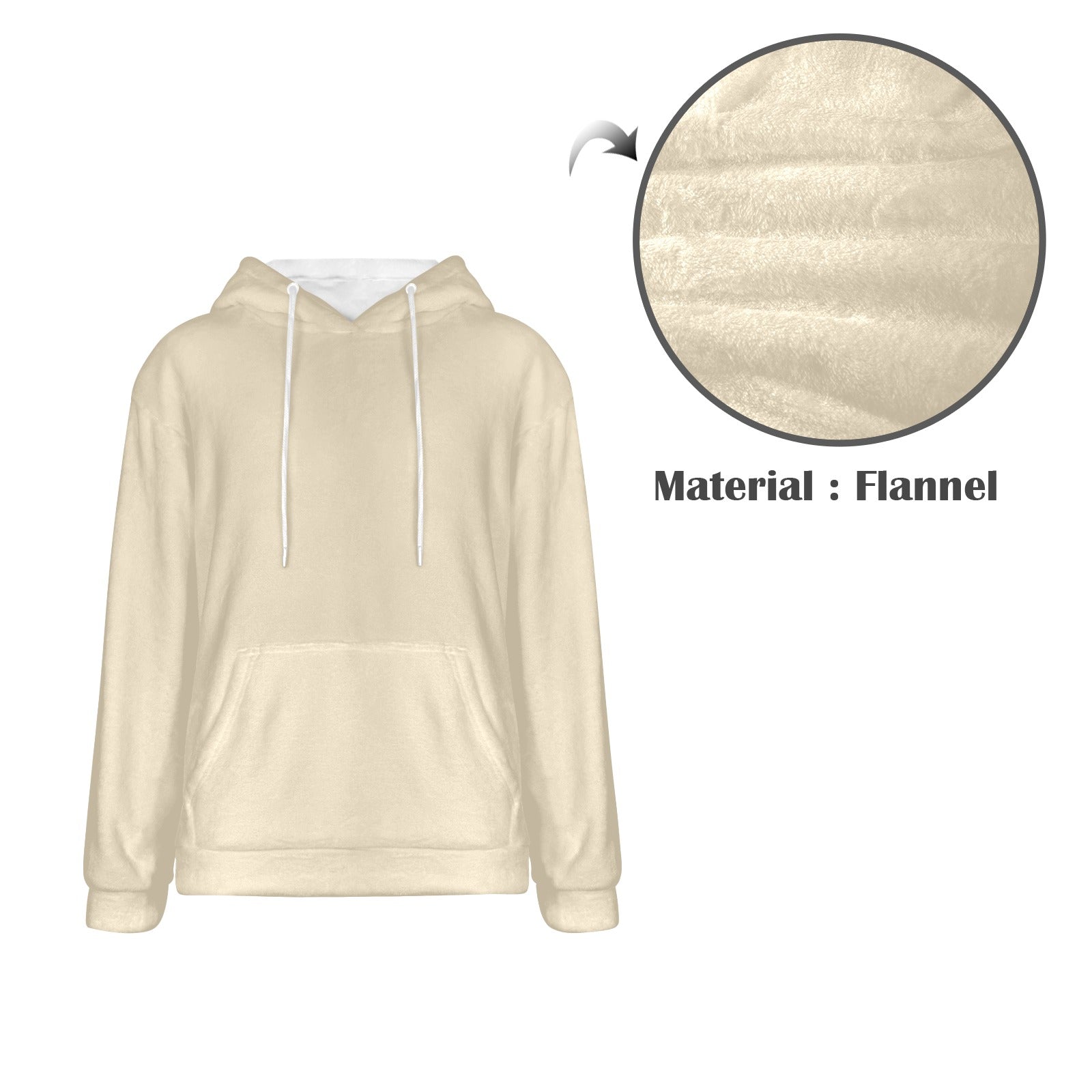 Men's Cream Yellow Solid Flannel Hoodie