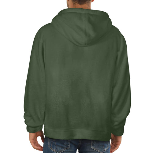 Men's Gray Asparagus Solid Flannel Hoodie