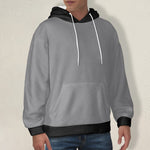 Men's Grey & Black Solid Flannel Hoodie