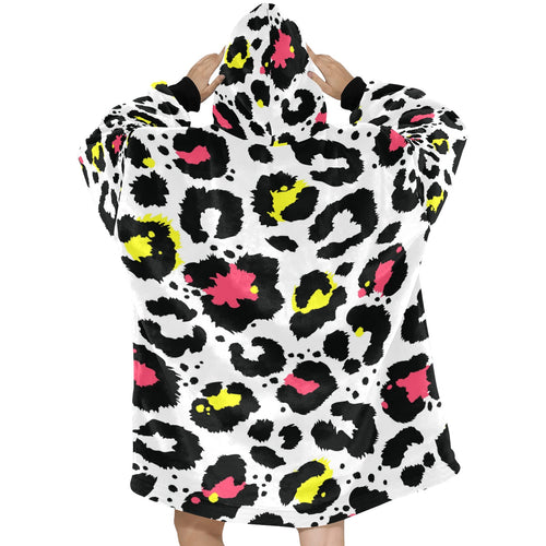 Men's White Leopard Abstract Blanket Hoodie