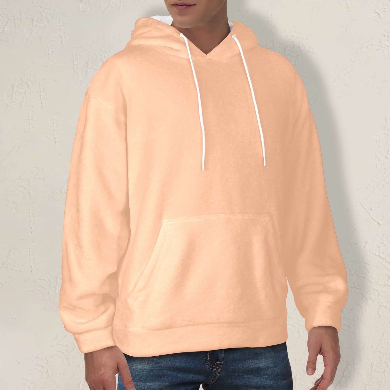 Men's Peach Fuss Solid Flannel Hoodie
